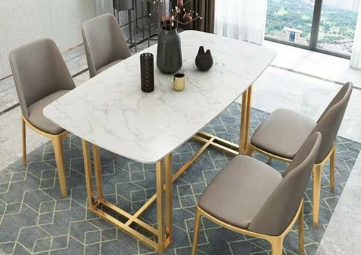 Splendid Modern Rectangle White Marble Dining Table