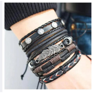 Leather Bracelet for Men  Bracelets Leaf Feather Vintage Men Woman