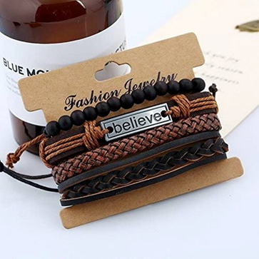 Leather Bracelet for Men Bracelets Leaf Feather Vintage Men Woman